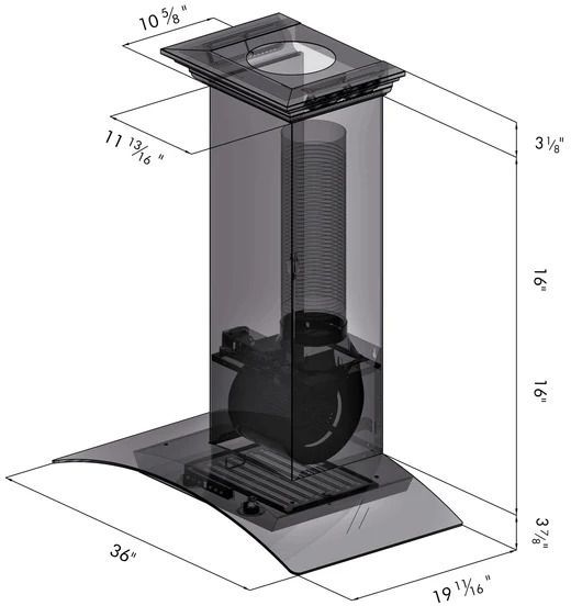 ZLINE 36" Stainless Steel and Glass Convertible Vent Wall Mount Range Hood with Crown Molding-2