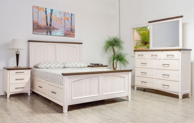 Mako Wood Furniture Sophia Brown/White Double Storage Panel Bed-1