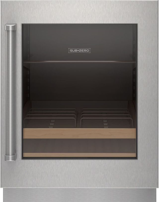 Sub-Zero® 24" Stainless Steel Right Hinge Undercounter Refrigerator Glass Door Panel Kit with Professional Handle-0