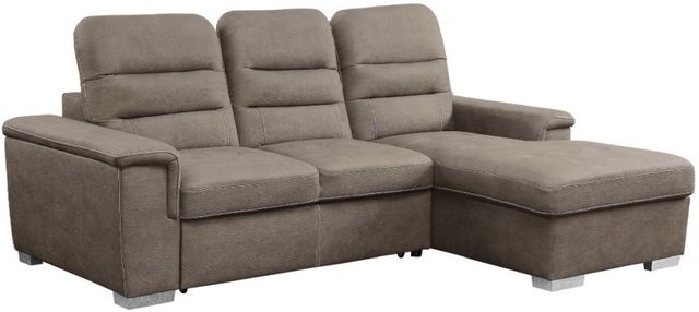 Mazin Furniture Alfio 2-Piece Taupe Right-Arm Facing Pullout Sleeper Sectional and Hidden Storage Chaise-3