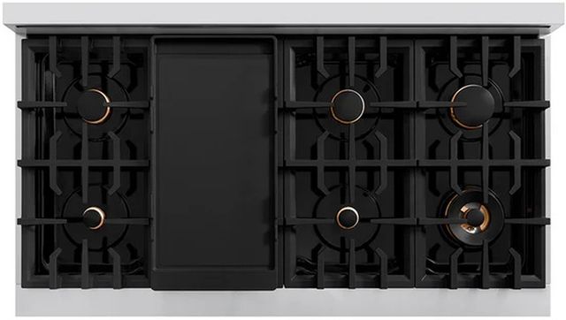 ZLINE Legacy 48" Gas Rangetop with 6 Brass Burners and Porcelain Cooktop in Stainless Steel with Griddle-2