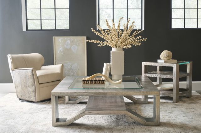 Hooker® Furniture Melange Saber Glass Top Cocktail Table with Silver Base-1
