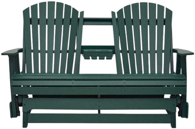Signature Design by Ashley® Shell Beach Green Wooden Outdoor Glider Loveseat-1