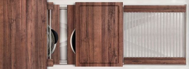 The Galley® American Black Walnut Ideal Workstation 3S + 18" DryDock® Drain Side, Five Tool Culinary Kit, One DryDock® Tool-0