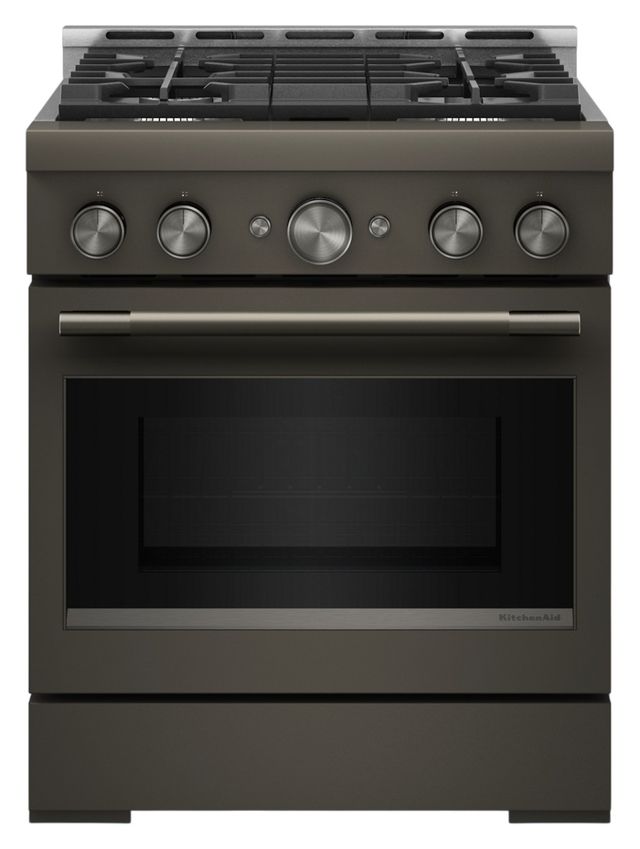 KitchenAid® 30" Black Ore Pro Style Gas Range with No Preheat Air Fry Mode-0
