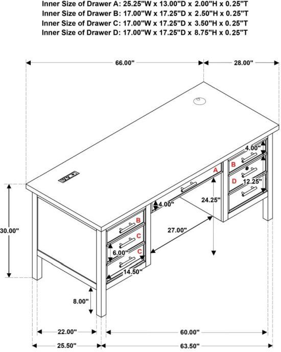 Coaster® Vermes Light Ash Computer Desk with Power Outlet-2