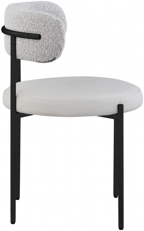 Meridian Furniture Beacon Taupe/Black Vegan Leather And Boucle Fabric Upholstered Dining Chair-3