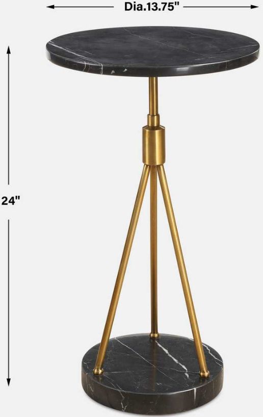 Uttermost® Rosston Black End Table with Brass Tripod-2