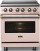 Viking® 5 Series 30" Blush Pro Style Electric Range with Brushed Brass Trim-4
