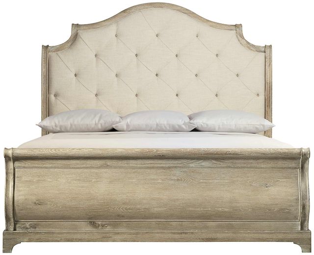 Bernhardt Rustic Patina Upholstered Queen Sleigh Bed-0