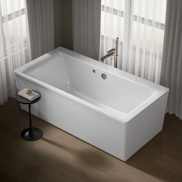 KOHLER® Stargaze® White 72" x 36" Freestanding Bath with Fluted Shroud-2