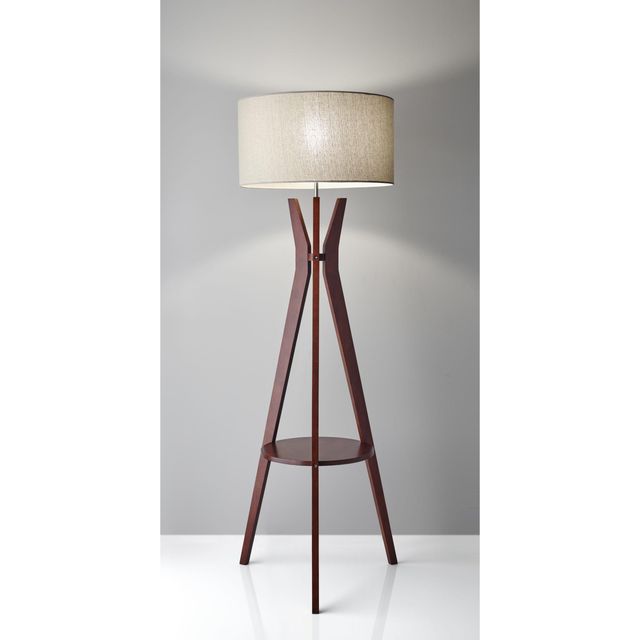 Adesso® Bedford Solid Walnut Wood Shelf Floor Lamp-2