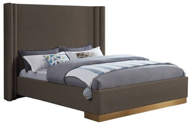 Meridian Furniture Halton Brown King Upholstered Panel Bed-0