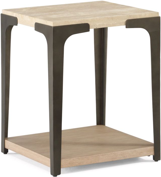 Flexsteel® Omni Antique Natural Light Chairside Table with Antique Bronze Metal Frame -0