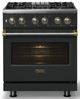 Viking® 5 Series 30" Antique Bronze Pro Style Dual Fuel (NG) Range with Brushed Brass Trim-4
