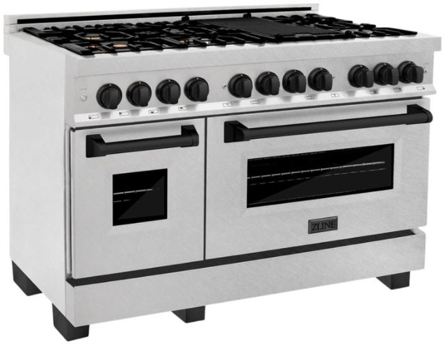ZLINE Autograph Edition Legacy 48" Satin Stainless Steel Pro Style Dual Fuel Range with Matte Black Accents-3
