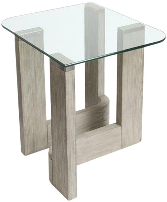 Magnussen Home® Bartlett Glass Top End Table with Smokey Pine Base-3