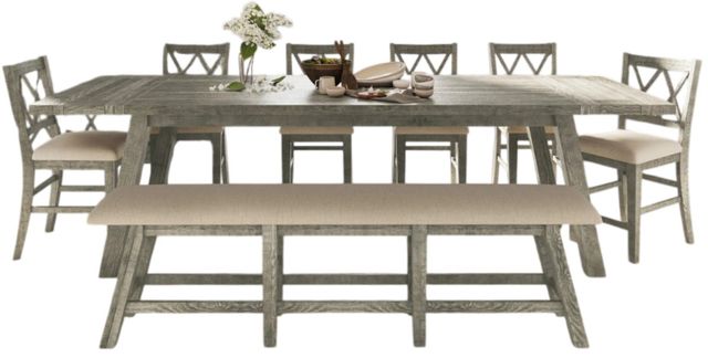 Jofran Inc. Telluride 8-Piece Driftwood Trestle Counter Dining Table Set-0