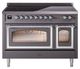 Ilve® Nostalgie II Noblesse 48'' Graphite Matte Pro Style Induction Range with Chrome Trim-0