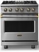 Viking® 5 Series 30" Stainless Steel Pro Style Dual Fuel (LP) Range with Brushed Brass Trim-0