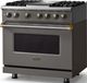 Viking® 5 Series 36" Damascus Gray Pro Style Dual Fuel (LP) Range with Brushed Brass Trim-3