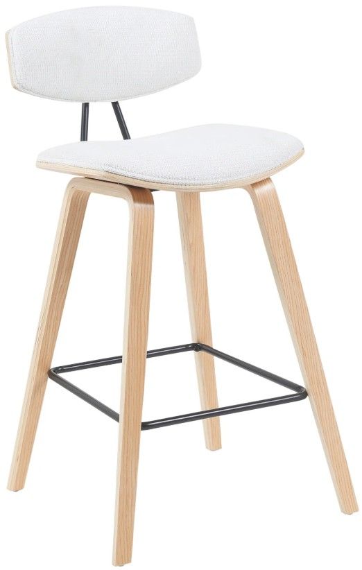Armen Living Fox 3-Piece Oak/White Barstool Set-0