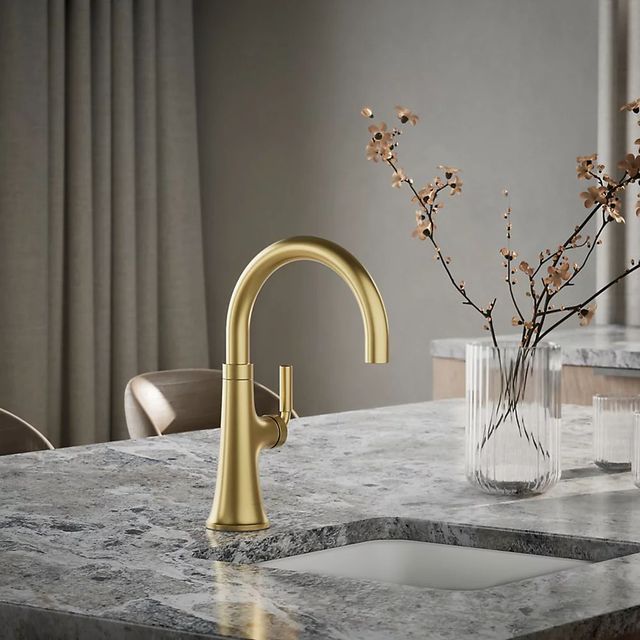 KOHLER® Tone® Matte Black with Brushed Moderne Brass Single-Handle Bar Sink Faucet-1