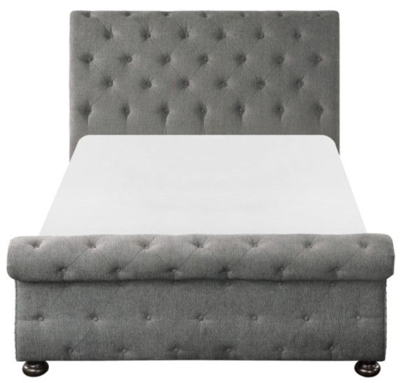 Homelegance® Crofton Gray Upholstered Queen Sleigh Bed-2