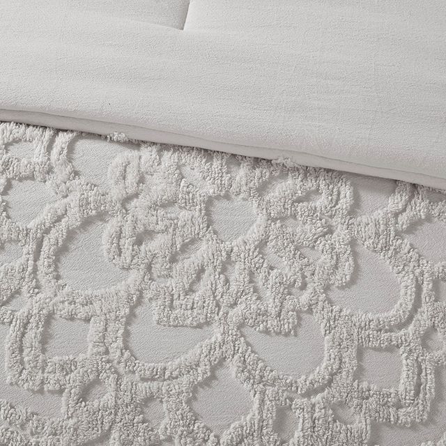 Olliix by Madison Park Grey King/California Laetitia Tufted Cotton Chenille Medallion Comforter Set-4