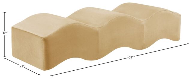 Meridian Furniture Wave Camel Upholstered Bench-2