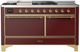 Ilve® Majestic III 60" Burgundy Pro Style Dual Fuel Natural Gas Range with Griddle and Brass Trim-0