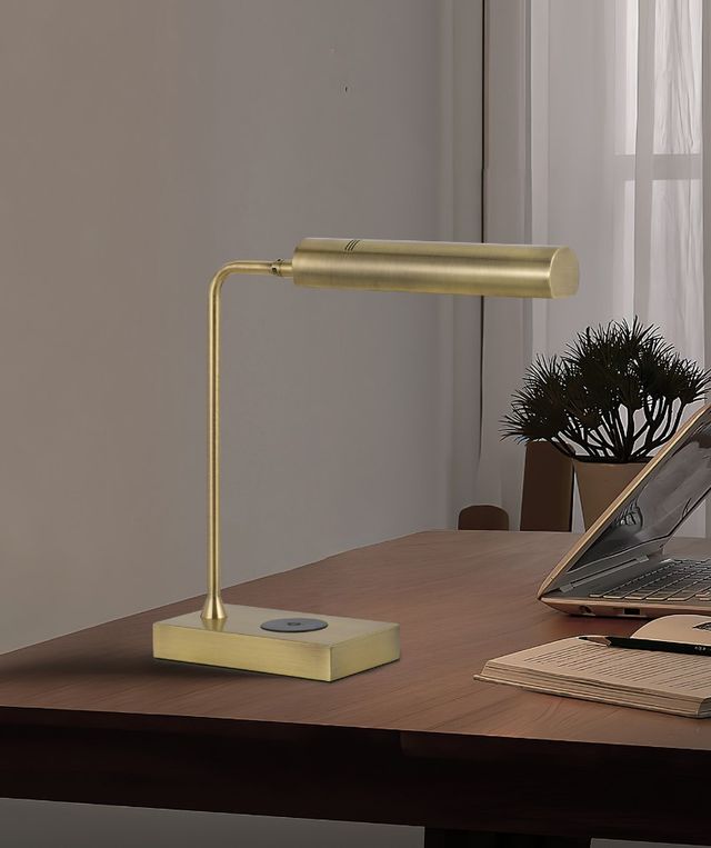 Cal® Lighting & Accessories Delray Antique Brass Desk Lamp-3