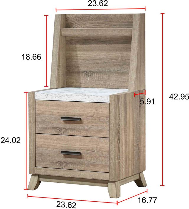 Crown Mark Tilston Light Brown Nightstand with Wall Panel-2