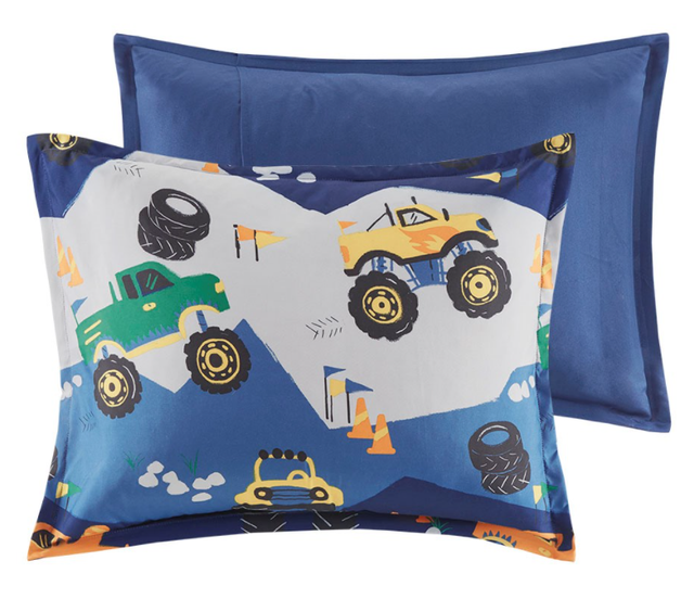 Olliix by Mi Zone Kids Nash Blue Twin Monster Truck Comforter Set-3