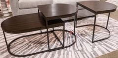 Signature Design by Ashley® Vanmore 3-Piece Dark Brown Occasional Table Set with Bronze Base