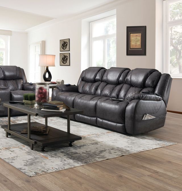 HomeStretch Steel Double Reclining Power Sofa-1