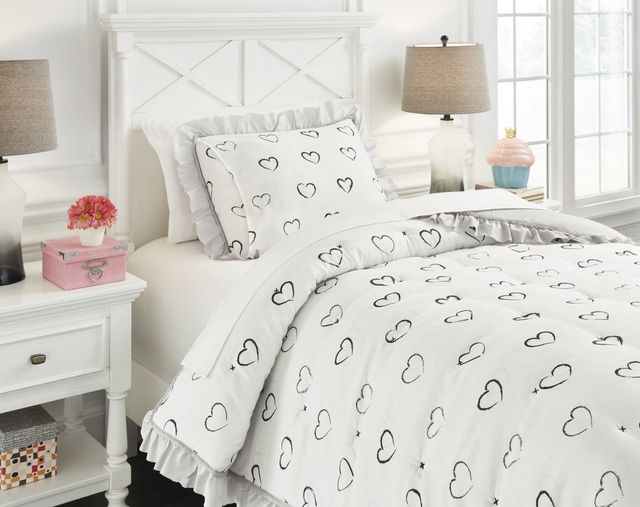 Signature Design by Ashley® Hartlen Gray/White Twin Comforter Set-4