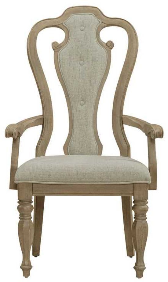 Liberty Furniture Magnolia Manor Ivory/Weathered Bisque Upholstered Splat Back Arm Chair-2