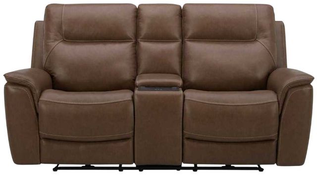 Liberty Furniture Collins York Chestnut Leather Power Reclining Loveseat with Console-3