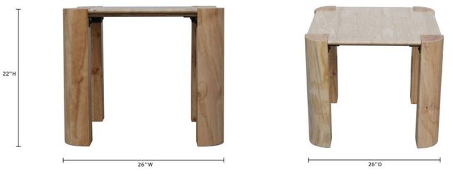 Nest Home Collections Esme Nordic Natural/Sabbia Travertine 26" Square End Table-2