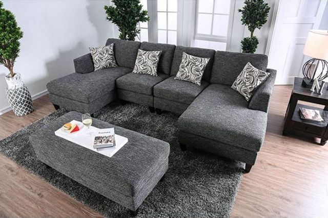 Furniture of America® Lowry Gray Ottoman-3
