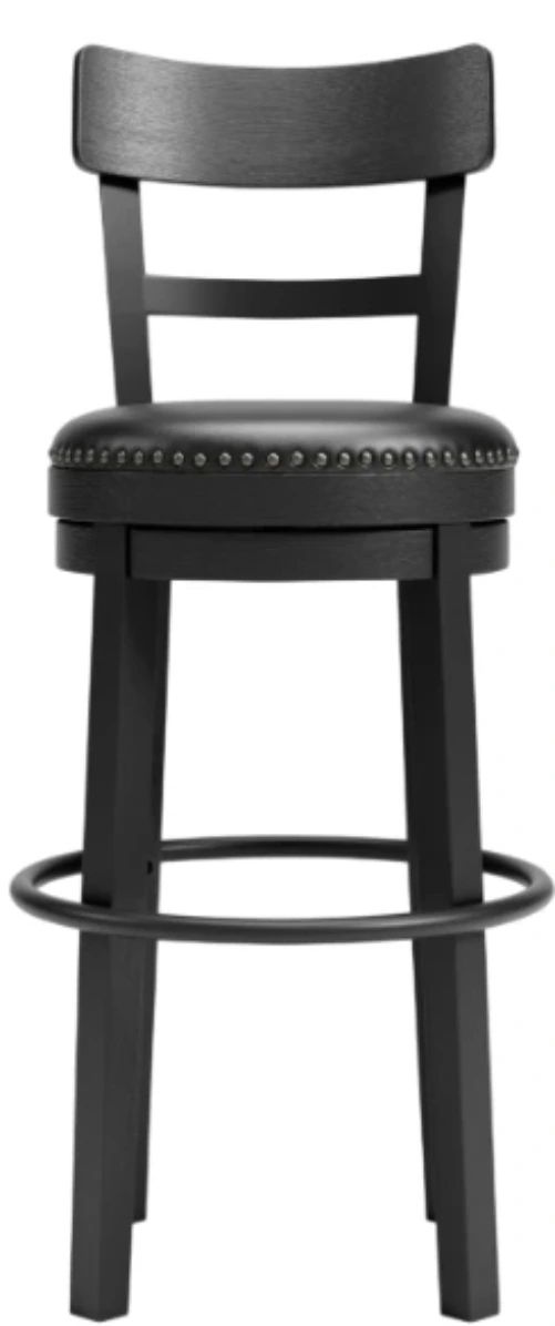 Signature Design by Ashley® Valebeck Black Tall Upholstered Swivel Bar Stool-1