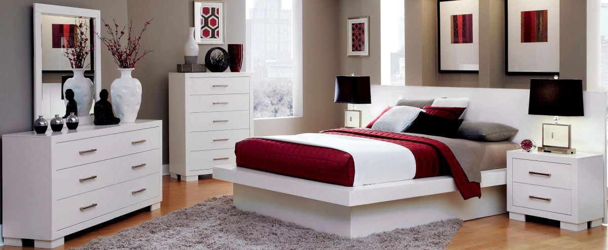 Coaster® Jessica 6-Piece White Queen Panel Bedroom Set with Nightstand Panels