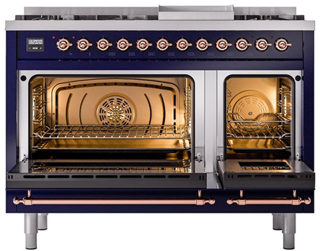 Ilve® Nostalgie II Series 48" Midnight Blue Pro Style Dual Fuel Range-1