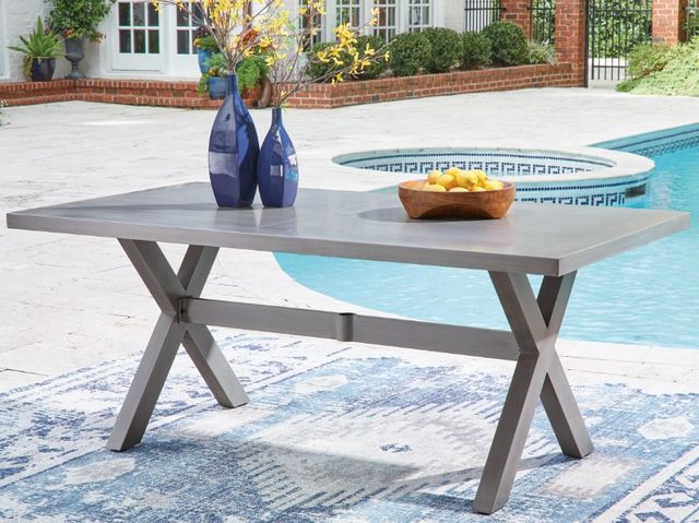 Signature Design by Ashley® Dillon Beach Gray Aluminum Outdoor Dining Table-1