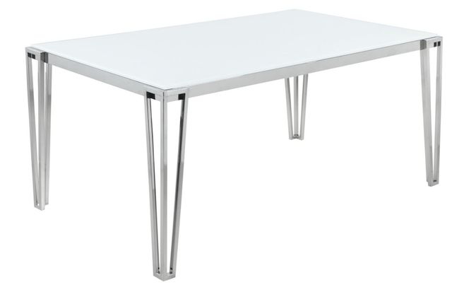 Coaster® Pauline White Rectangular Dining Table with Chrome Metal Leg-0