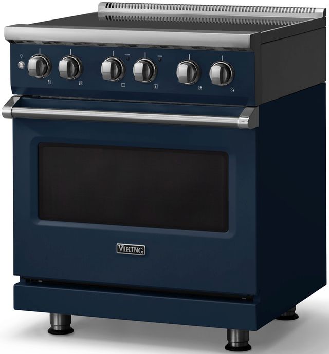 Viking® 5 Series 30" Slate Blue Pro Style Induction Range with Polished Chrome Trim-3