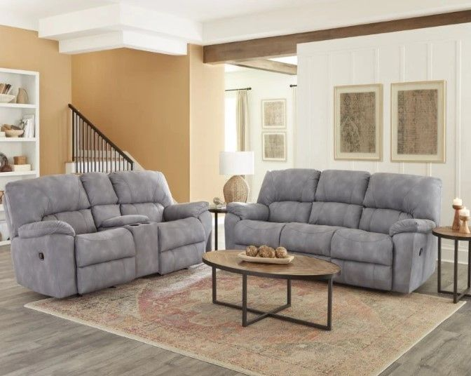 HomeStretch Rhino Gray Manual Reclining Sofa | Darvin Furniture