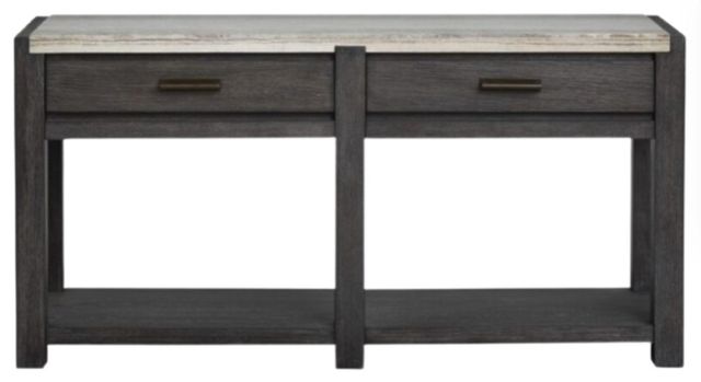 Magnussen Home® Plum Creek Ravenwood Black Sofa Table with Marble Top-1