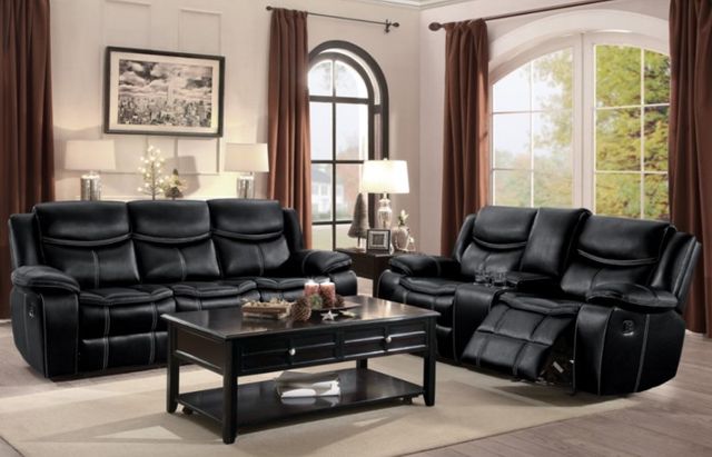 Homelegance® Bastrop Black Double Manual Glider Reclining Loveseat-1